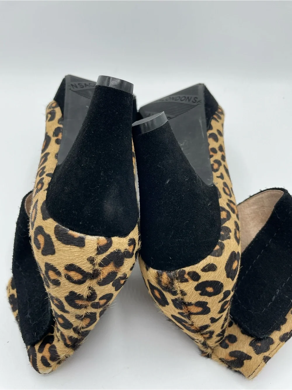 Sasha London Vera Leopard Print Fur  Block Heel Mary Jane Shoes.
